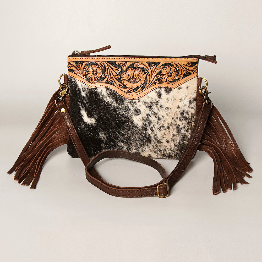 American Darling Small Crossbody Hand Tooled Hair-On Genuine Leather