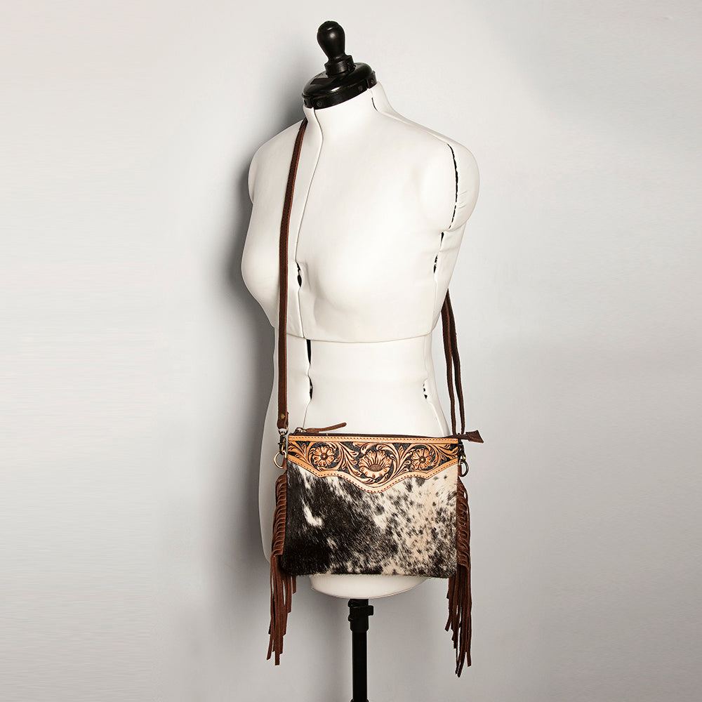 American Darling Small Crossbody Hand Tooled Hair-On Genuine Leather
