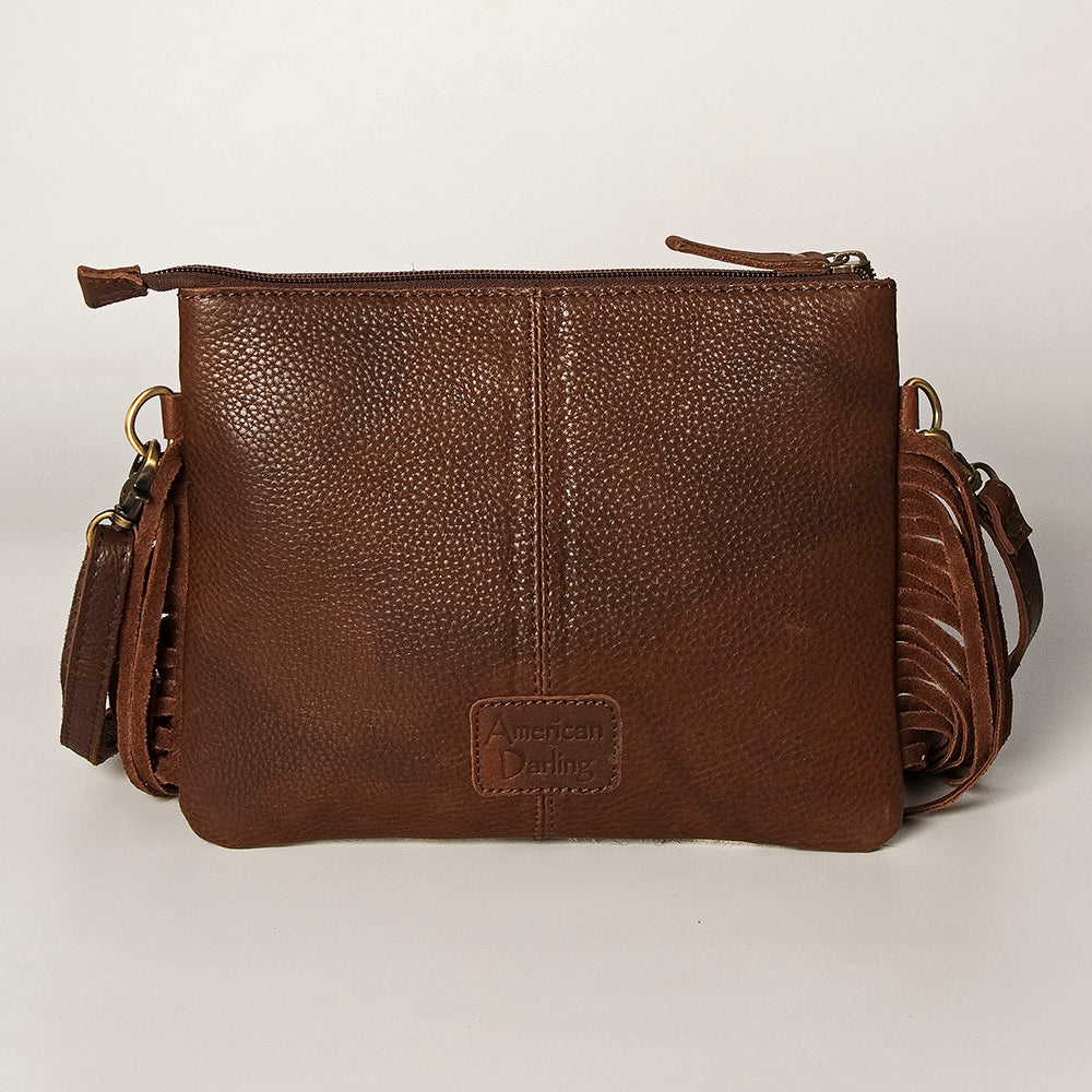 American Darling Small Crossbody Hand Tooled Hair-On Genuine Leather