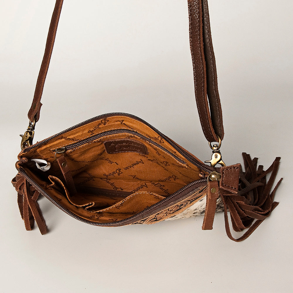 American Darling Small Crossbody Hand Tooled Hair-On Genuine Leather