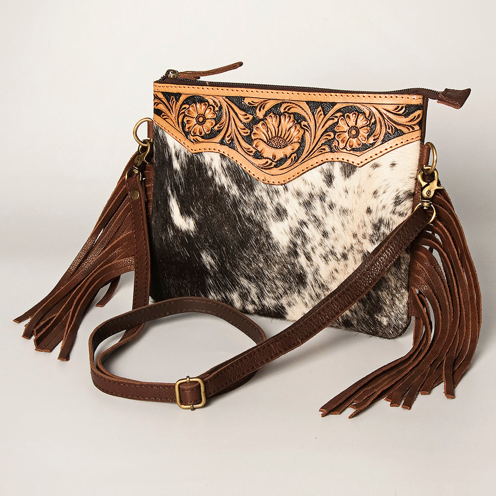 American Darling Small Crossbody Hand Tooled Hair-On Genuine Leather