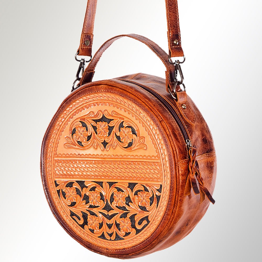 American Darling Hand-Tooled Genuine Leather Canteen Bag
