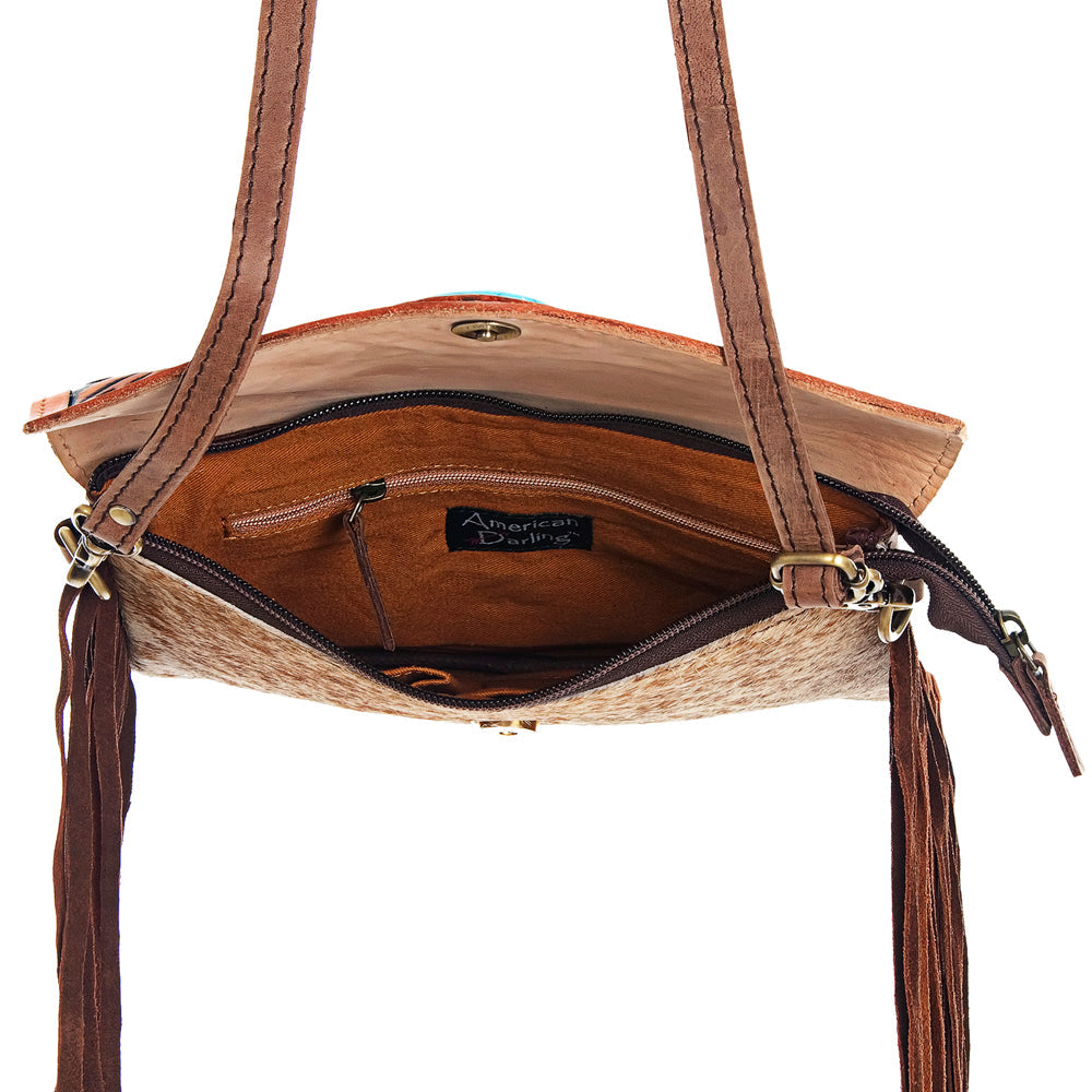 American Darling Hand-Tooled Hair-On Genuine Leather Envelope Bag