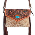 American Darling Hand-Tooled Hair-On Genuine Leather Envelope Bag