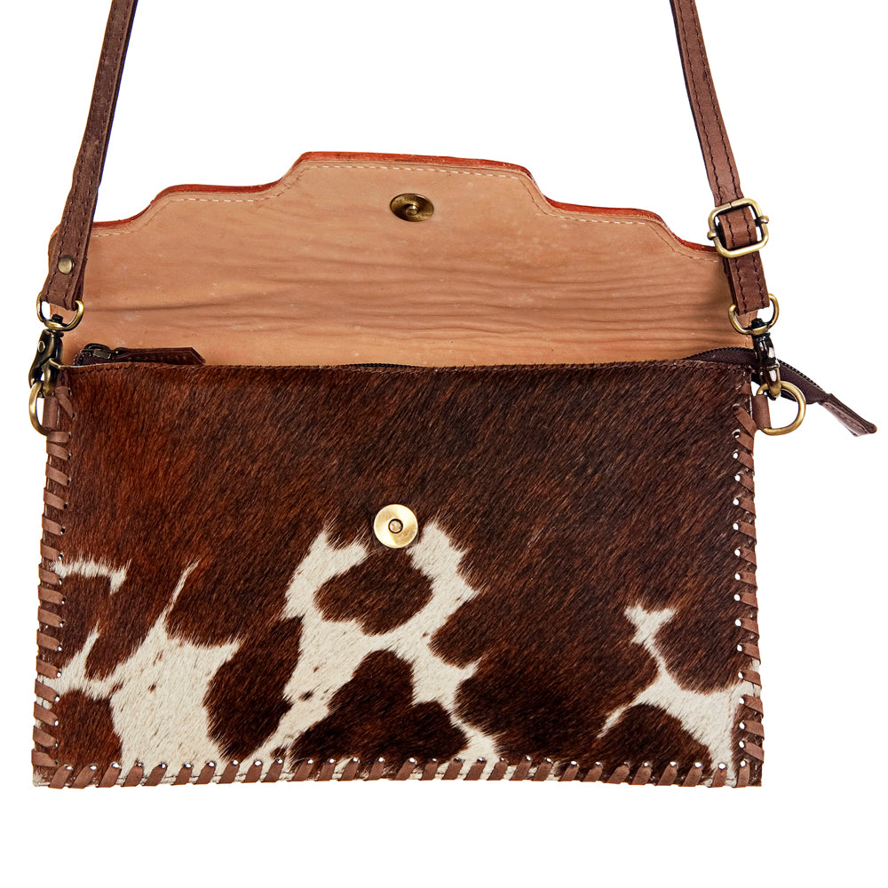 American Darling Hand-Tooled Hair-On Genuine Leather Envelope Bag