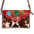 American Darling Hand-Tooled Hair-On Genuine Leather Envelope Bag