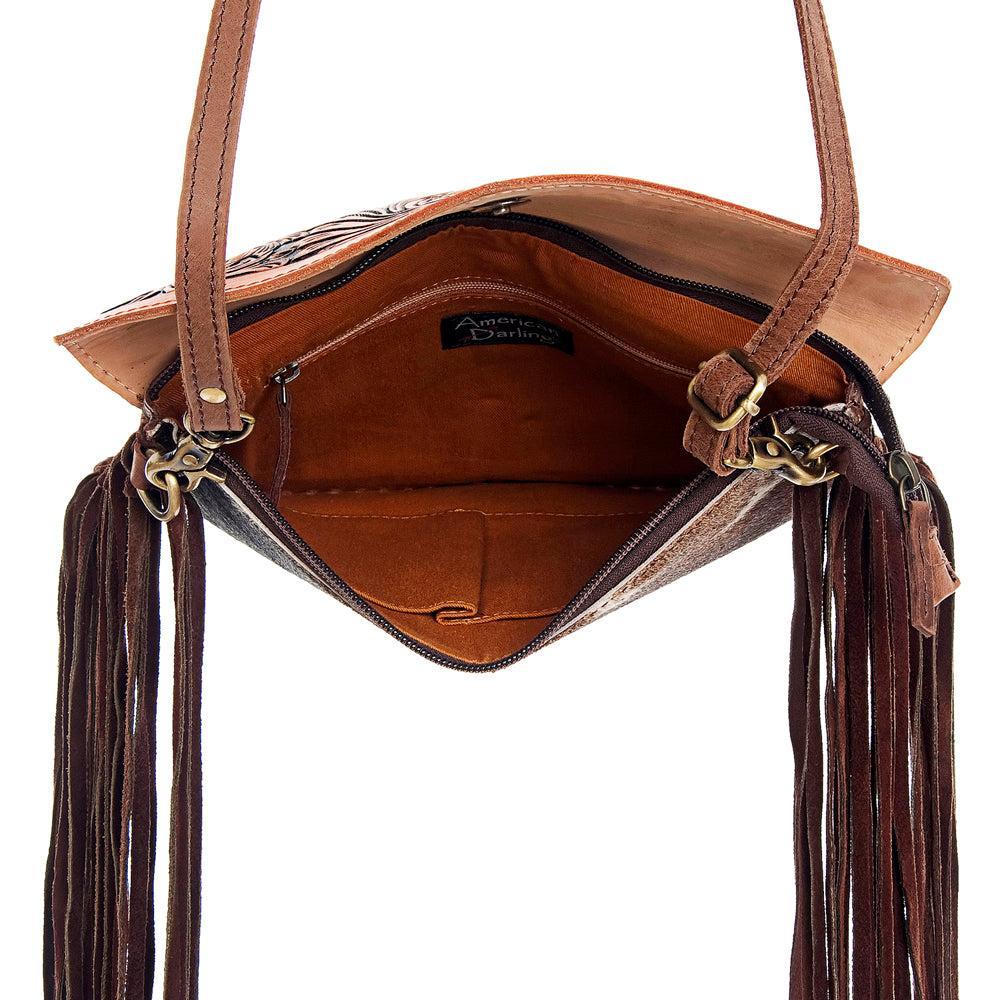 American Darling Hand-Tooled Hair-On Genuine Leather Clutch