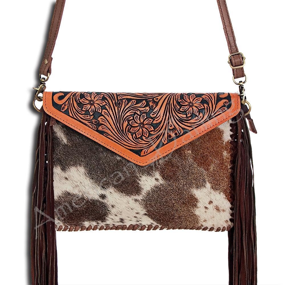 American Darling Hand-Tooled Hair-On Genuine Leather Clutch