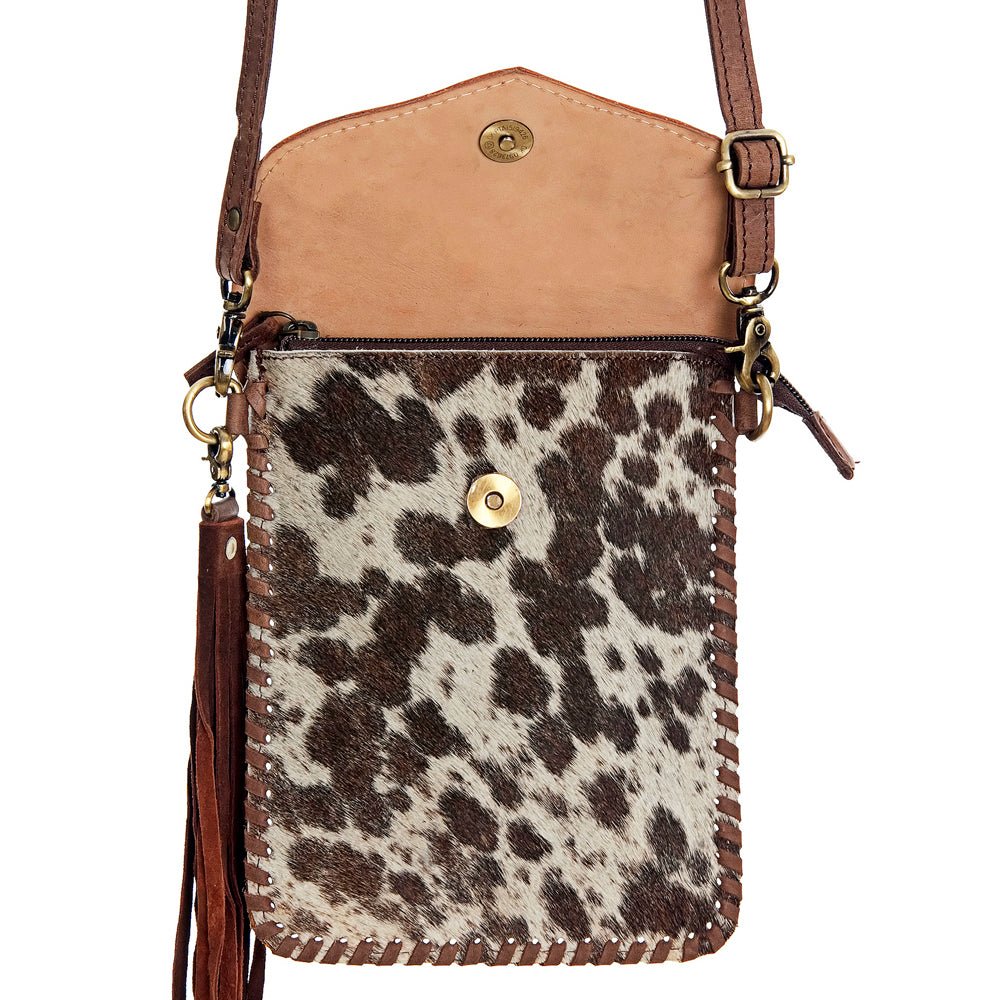 American Darling Hand-Tooled Hair-On Genuine Leather Crossbody Bag