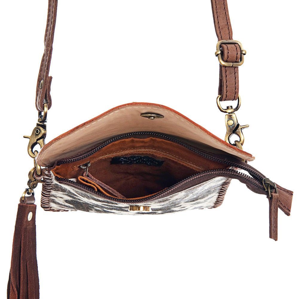 American Darling Hand-Tooled Hair-On Genuine Leather Crossbody Bag