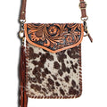 American Darling Hand-Tooled Hair-On Genuine Leather Crossbody Bag