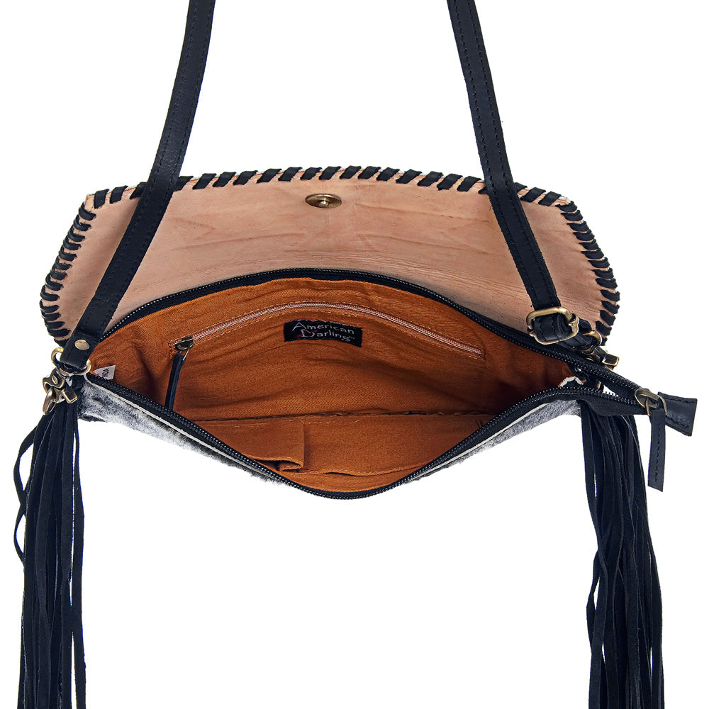 American Darling Hand-Tooled Hair-On Genuine Leather Envelope Bag