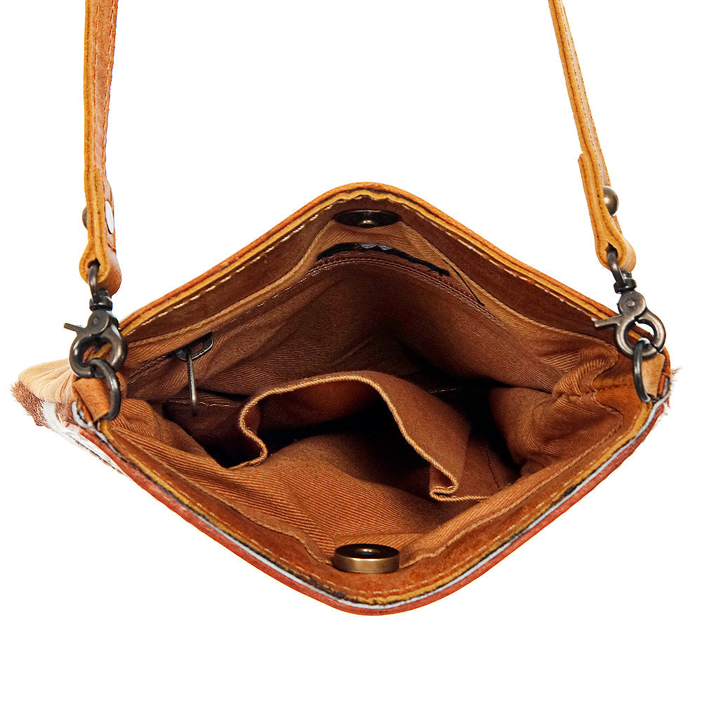 American Darling Hand-Tooled Hair-On Leather Crossbody Bag