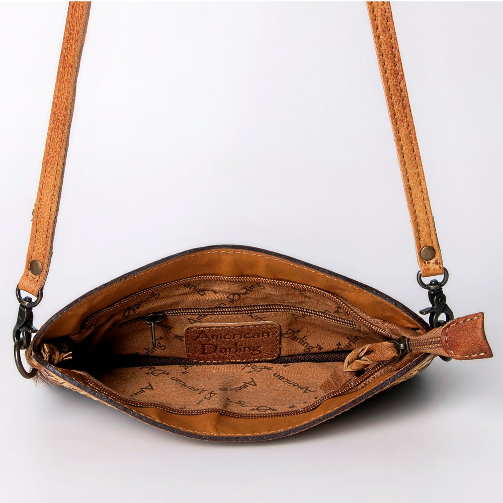 American Darling Small Crossbody Hand Tooled Hair-On Genuine Leather