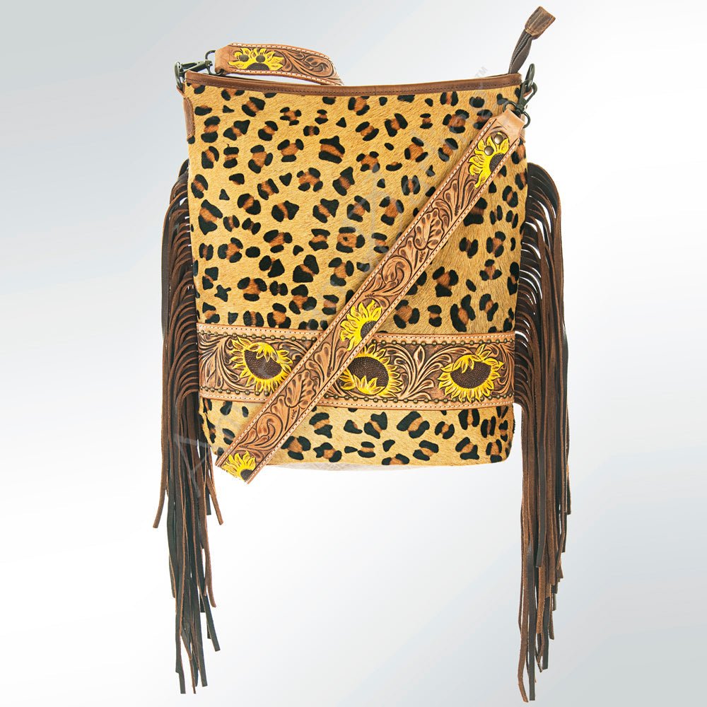 American Darling Messenger Hand Tooled Hair-On Genuine Leather