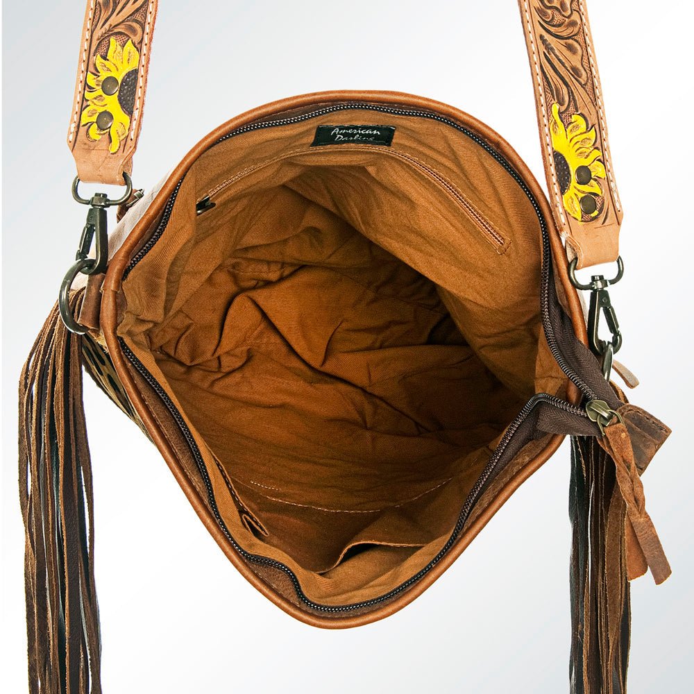 American Darling Messenger Hand Tooled Hair-On Genuine Leather