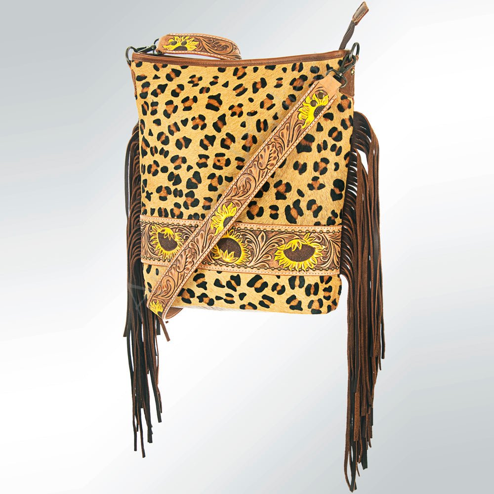 American Darling Messenger Hand Tooled Hair-On Genuine Leather