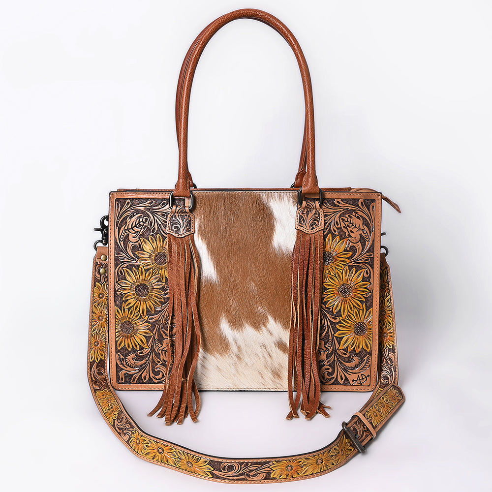 American Darling Briefcase Hand Tooled Saddle Blanket Genuine Leather