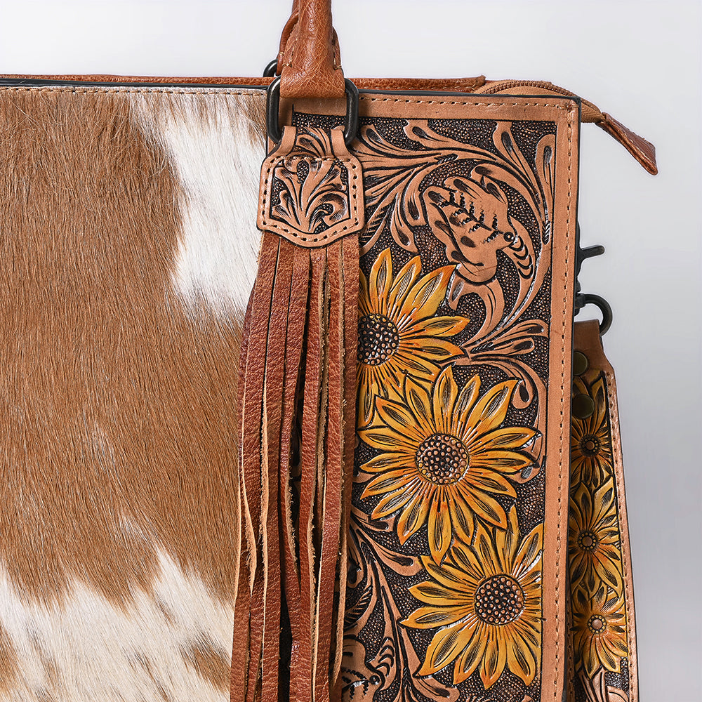 American Darling Briefcase Hand Tooled Saddle Blanket Genuine Leather