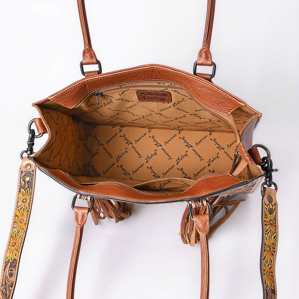 American Darling Briefcase Hand Tooled Saddle Blanket Genuine Leather