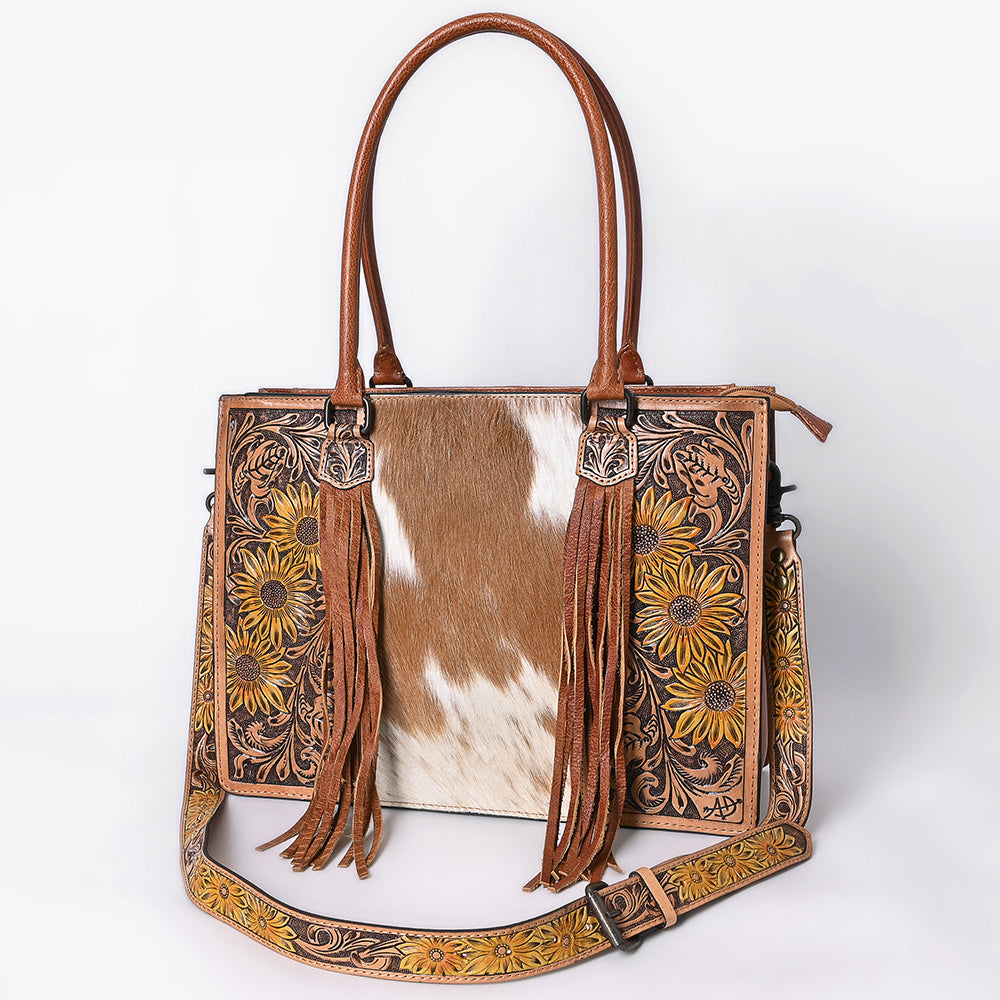 American Darling Briefcase Hand Tooled Saddle Blanket Genuine Leather