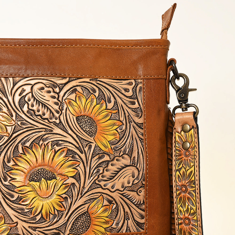 American Darling Messenger Hand Tooled Hair-On Genuine Leather