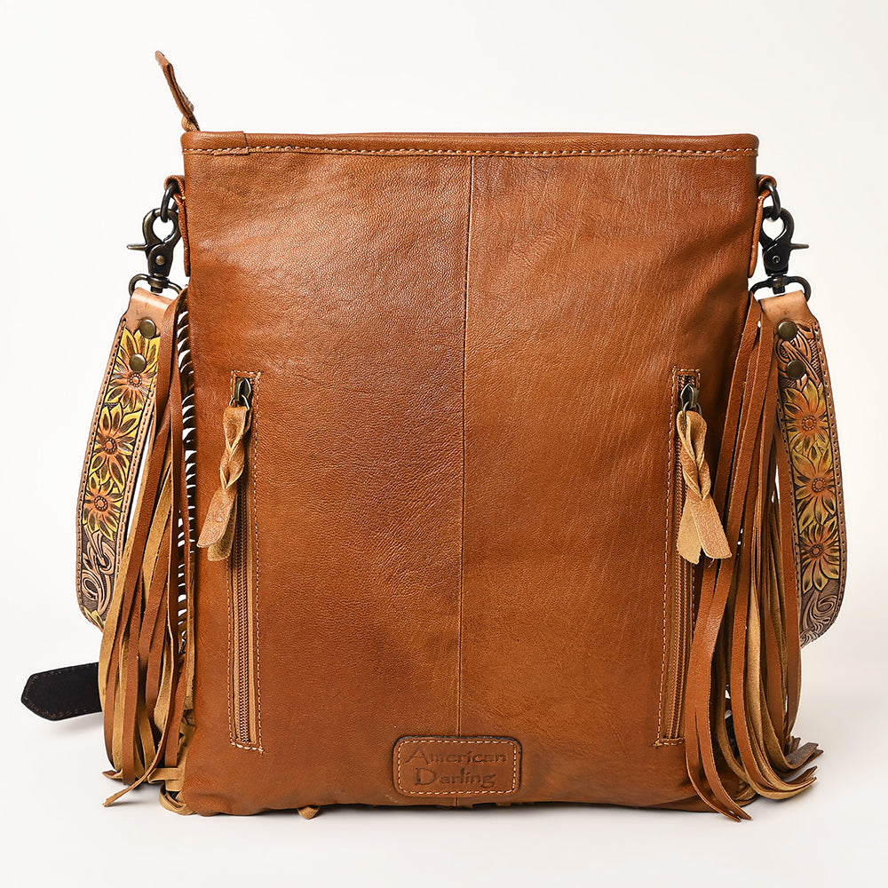 American Darling Messenger Hand Tooled Hair-On Genuine Leather