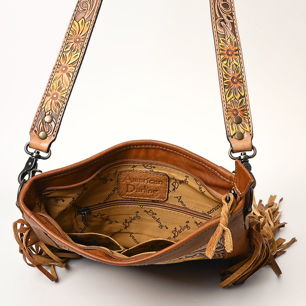 American Darling Messenger Hand Tooled Hair-On Genuine Leather