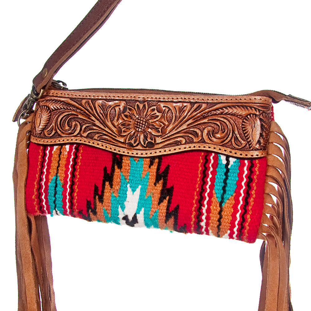 American Darling Hand-Tooled Saddle Blanket Leather Clutch