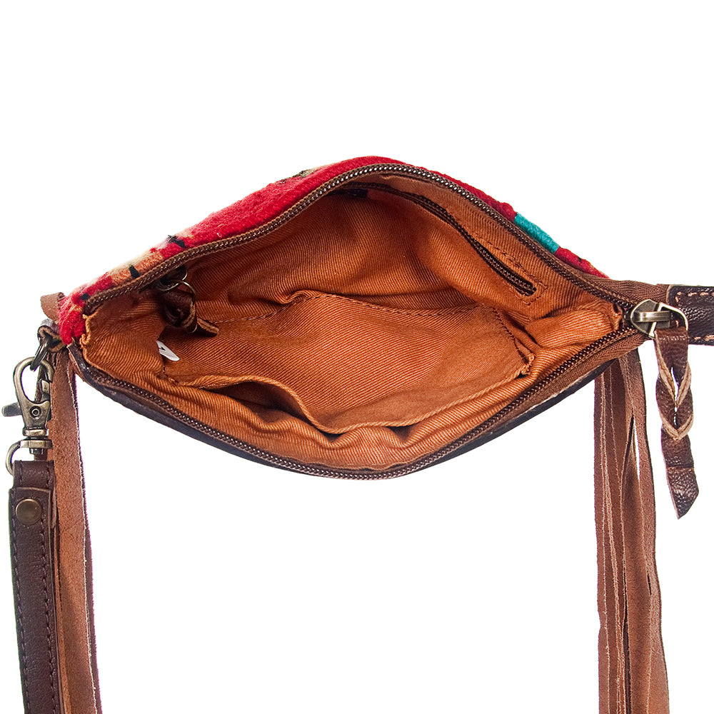 American Darling Hand-Tooled Saddle Blanket Leather Clutch