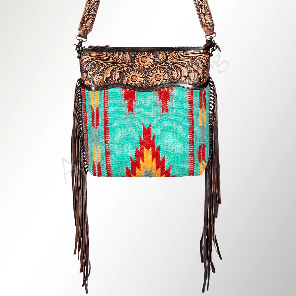 American Darling Hand-Tooled Saddle Blanket Leather Crossbody Bag