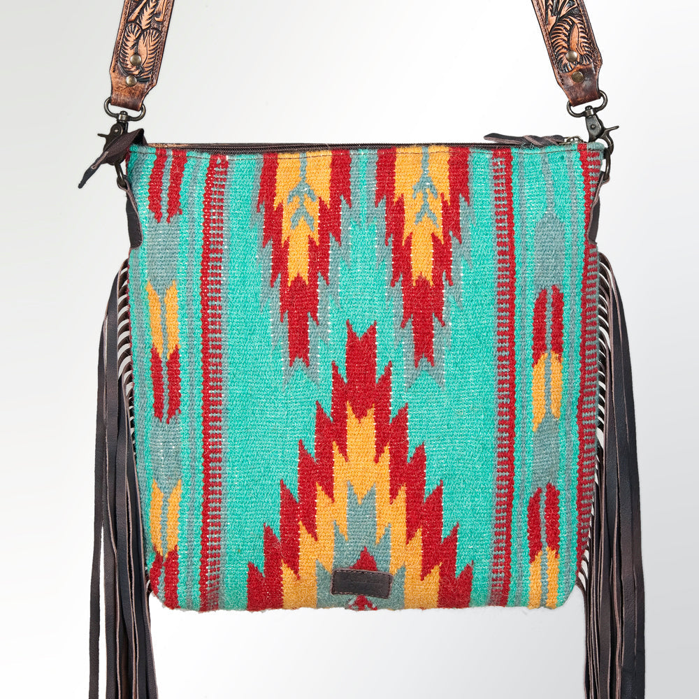 American Darling Hand-Tooled Saddle Blanket Leather Crossbody Bag