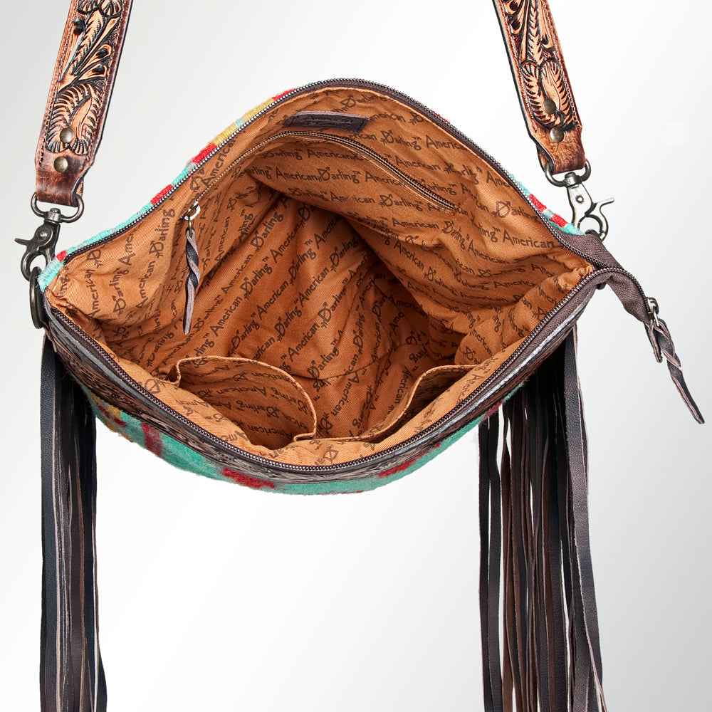 American Darling Hand-Tooled Saddle Blanket Leather Crossbody Bag
