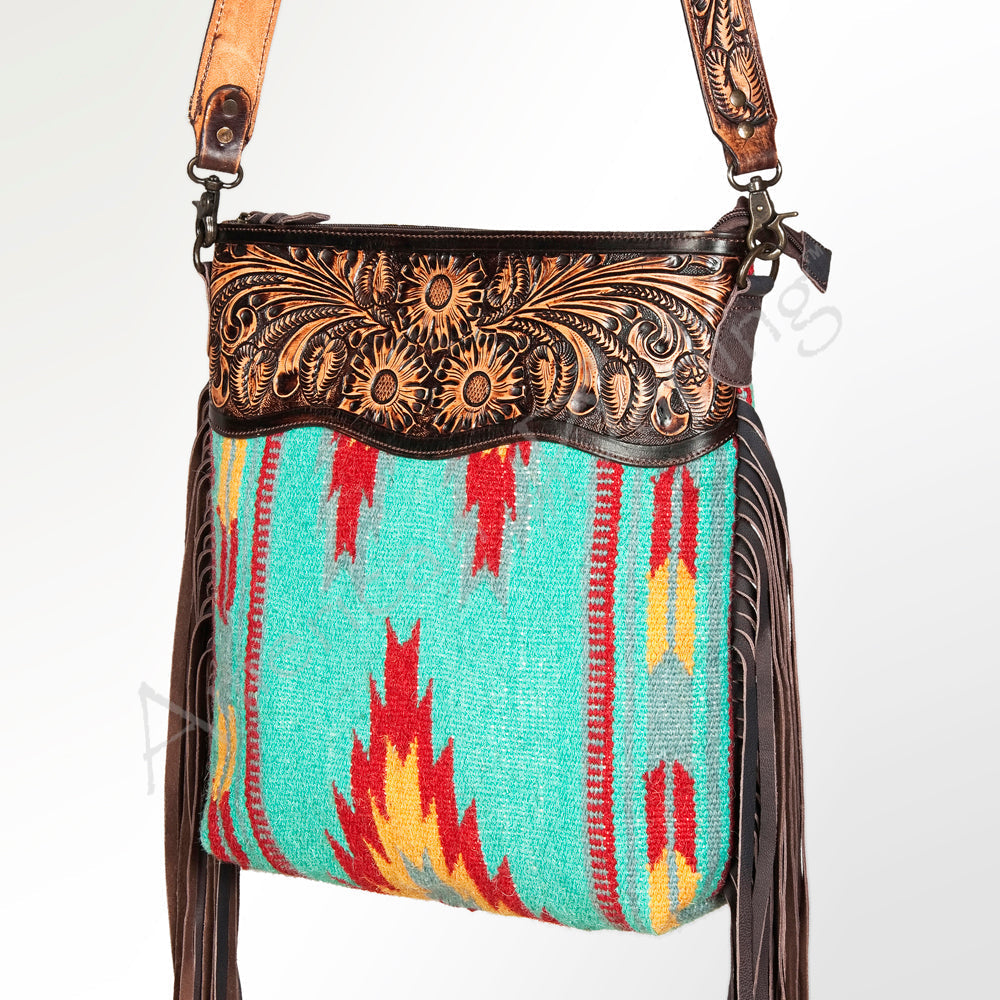 American Darling Hand-Tooled Saddle Blanket Leather Crossbody Bag