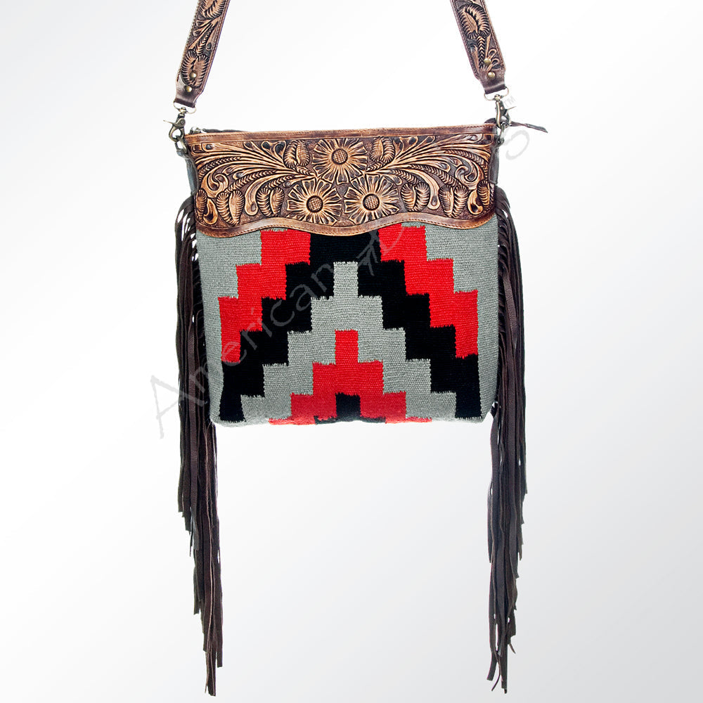 American Darling Hand-Tooled Saddle Blanket Leather Crossbody Bag