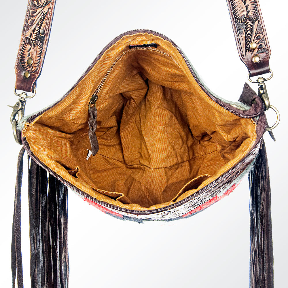 American Darling Hand-Tooled Saddle Blanket Leather Crossbody Bag