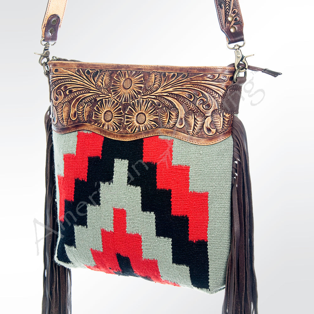 American Darling Hand-Tooled Saddle Blanket Leather Crossbody Bag