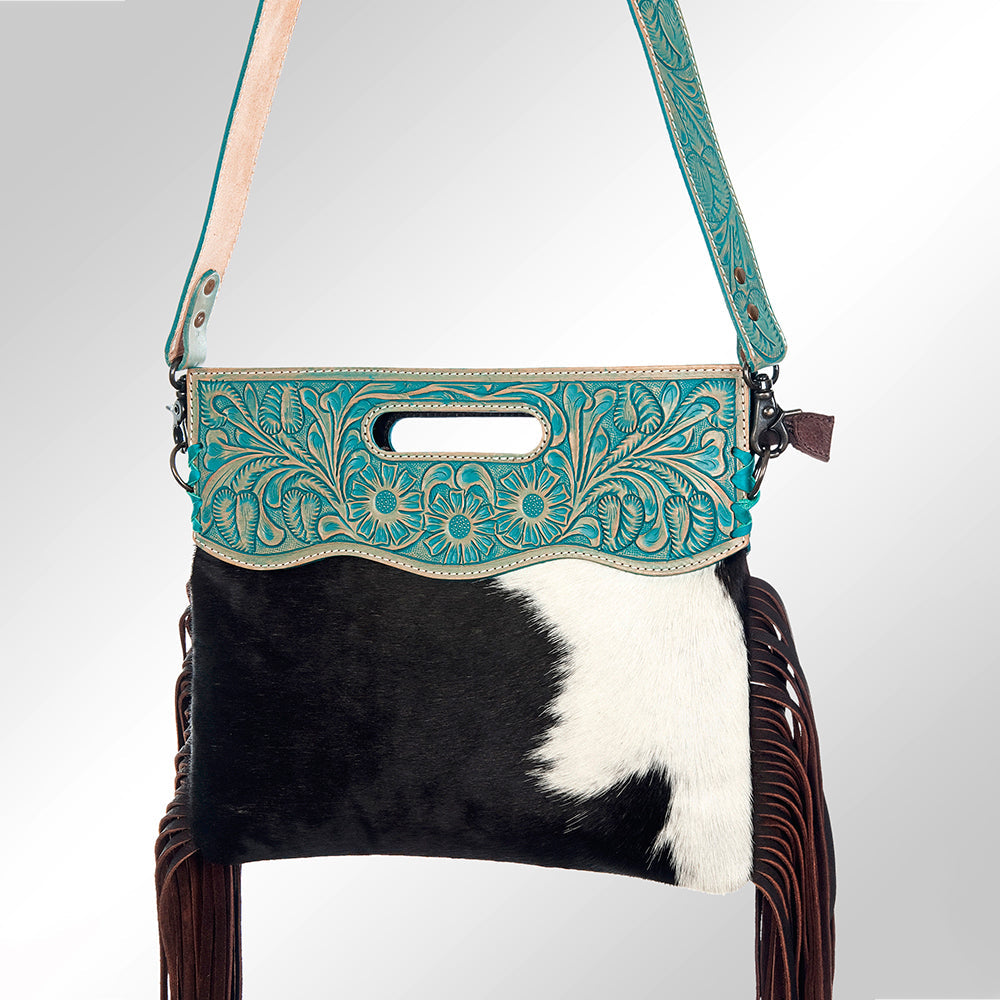 American Darling Clutch Hand Tooled Saddle Blanket Fabric Genuine Leather Western Women Bag Handbag Purse | Purses for Cute