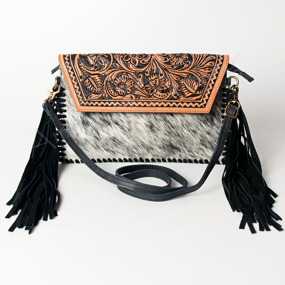 American Darling Hand-Tooled Hair-On Genuine Leather Envelope Bag