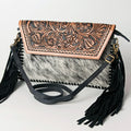 American Darling Hand-Tooled Hair-On Genuine Leather Envelope Bag