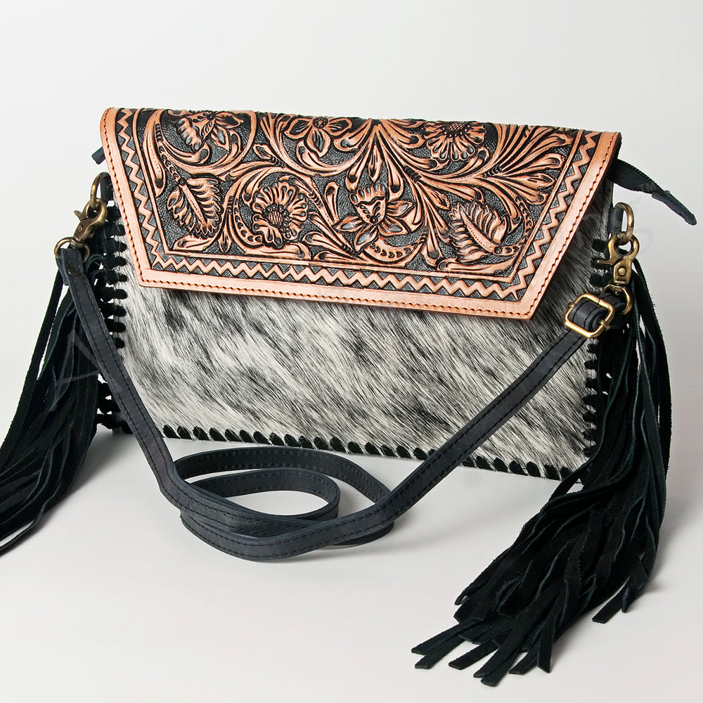 American Darling Hand-Tooled Hair-On Genuine Leather Envelope Bag