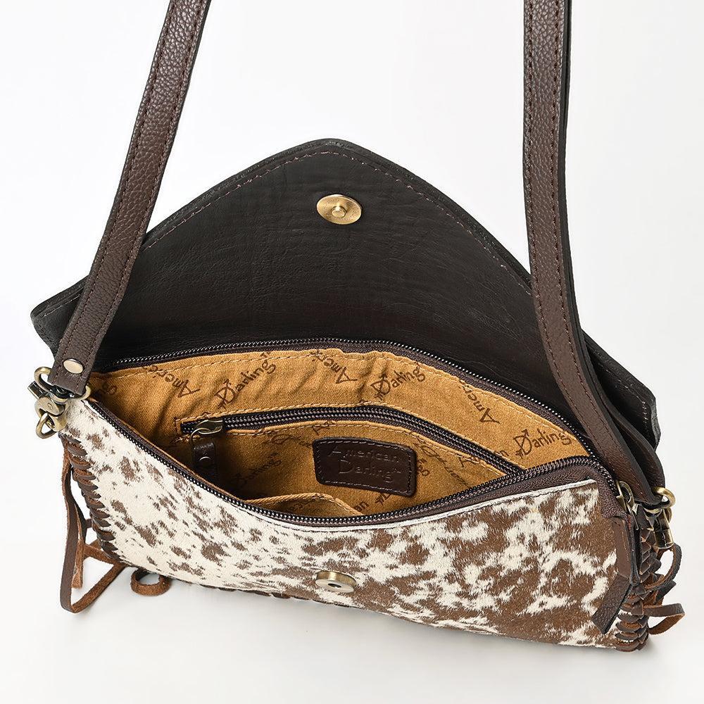 American Darling Hand-Tooled Hair-On Genuine Leather Envelope Bag