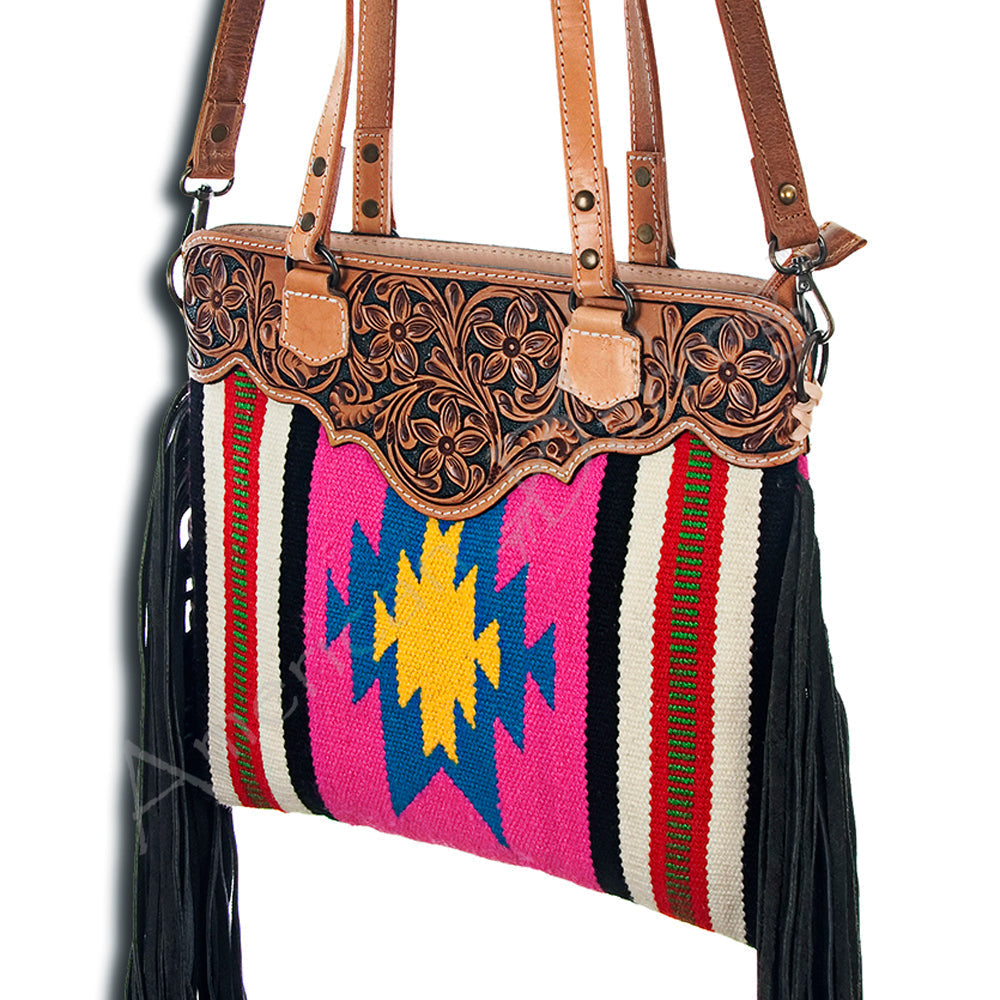 American Darling Crossbody Hand Tooled Hair-On Genuine Leather