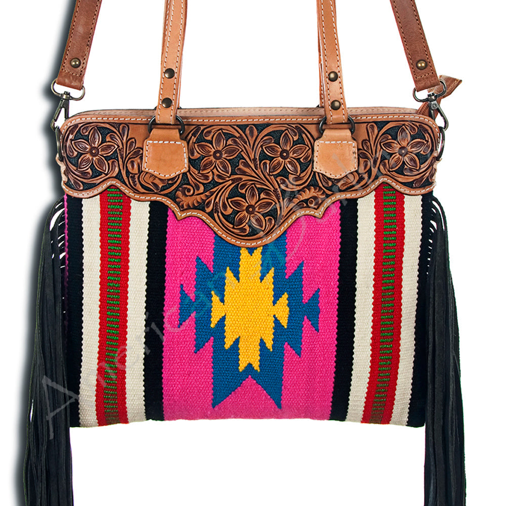 American Darling Crossbody Hand Tooled Hair-On Genuine Leather