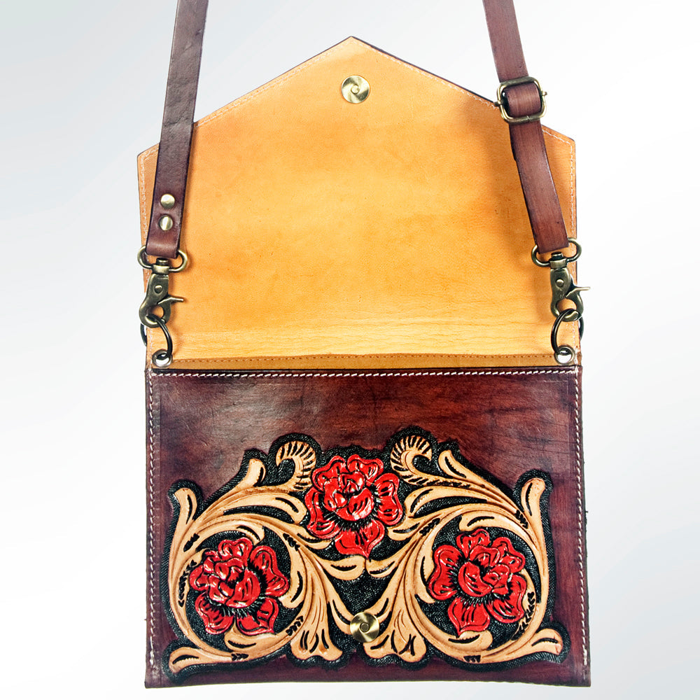 American Darling Hand-Tooled Genuine Leather Small Crossbody Bag