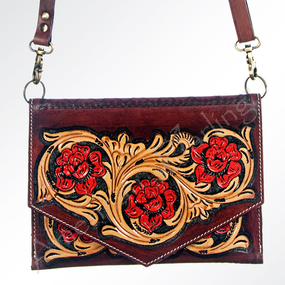 American Darling Hand-Tooled Genuine Leather Small Crossbody Bag