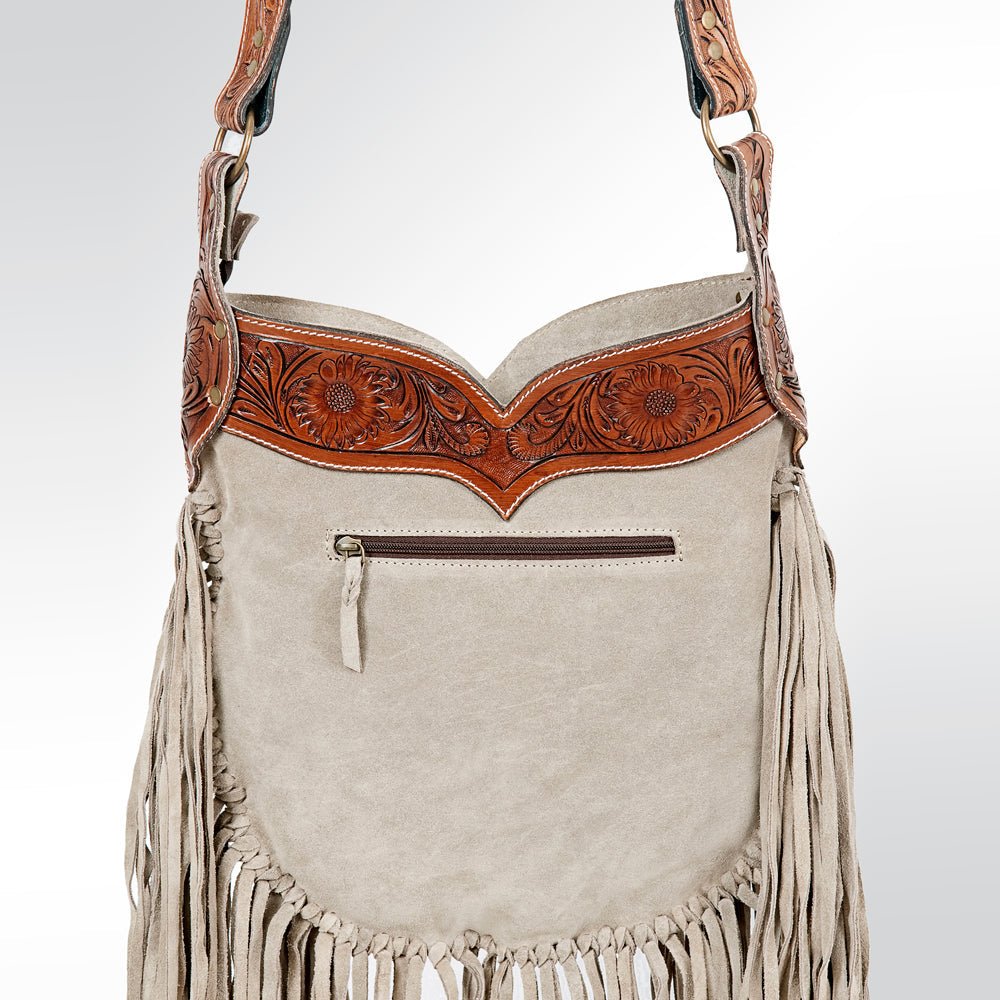 Premium Suede Leather Crossbody Bag With Hand Tooled Details For Women WesternInspired