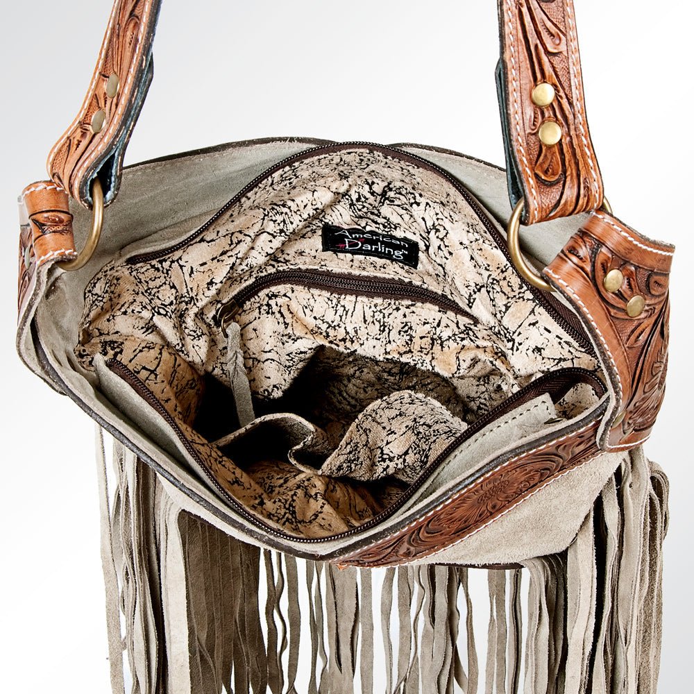Premium Suede Leather Crossbody Bag With Hand Tooled Details For Women WesternInspired