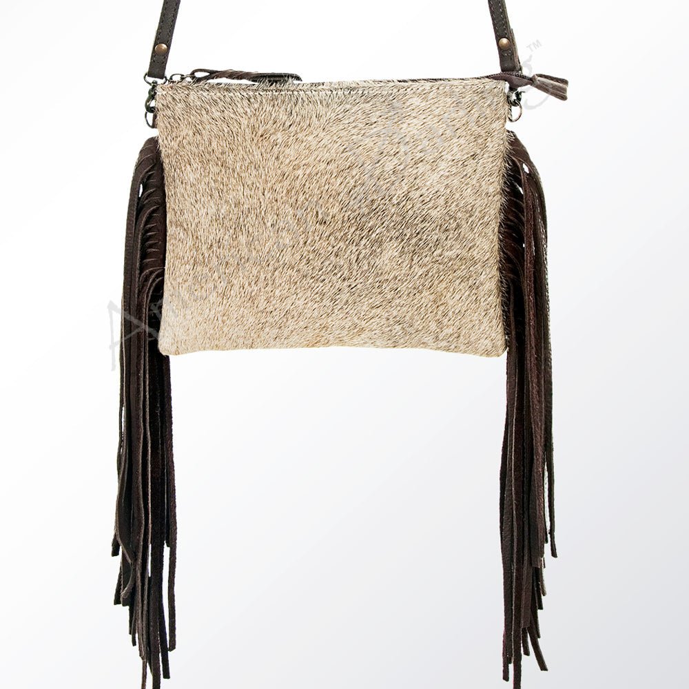 American Darling Western Small Crossbody Bag – Genuine Hair-On Cowhide Leather with Fringes, Adjustable Strap, Handcrafted in Texas