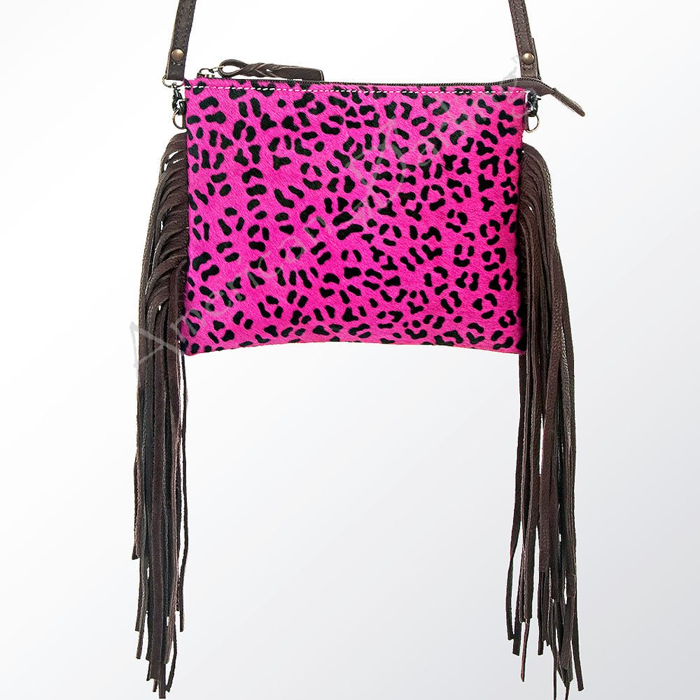 American Darling Western Small Crossbody Bag – Genuine Hair-On Cowhide Leather with Fringes, Adjustable Strap, Handcrafted in Texas